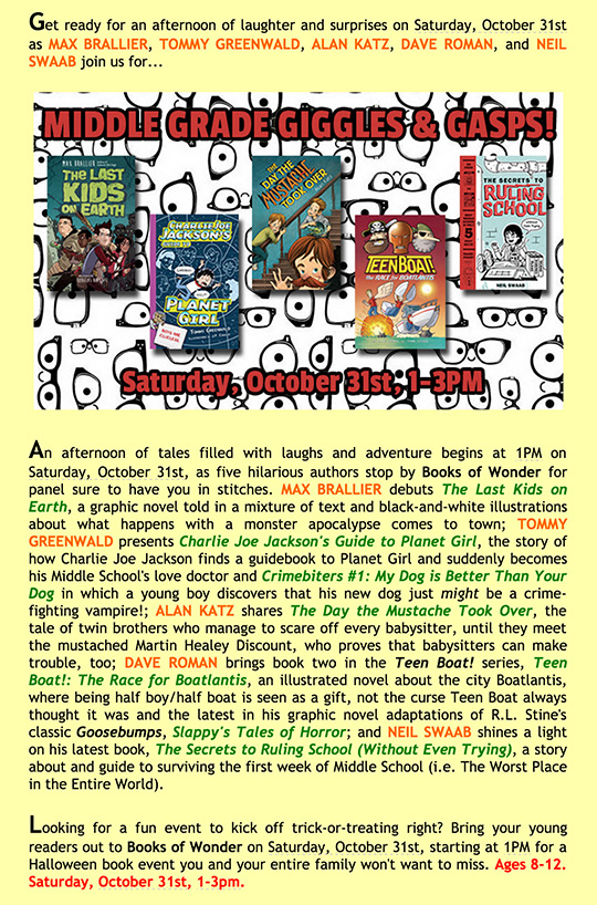 Books of Wonder Middle Grade books